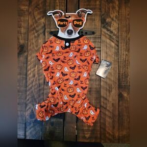Party Dog Halloween Pajamas Large Orange New Pumpkin Ghost Bat Spider Print